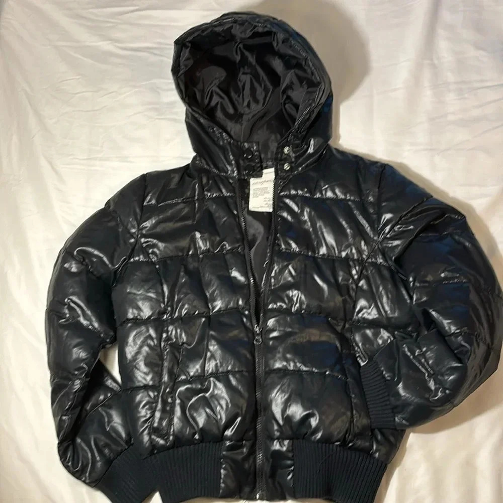 Aeropostale Black Puffer Y2K Full Zip Jacket size M - Picture 9 of 15
